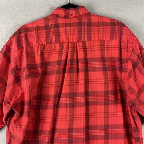 VTG Gap Shirt Mens Large Red Plaid Button Up Short Sleeve Cotton USA Made 90s - Picture 9 of 13